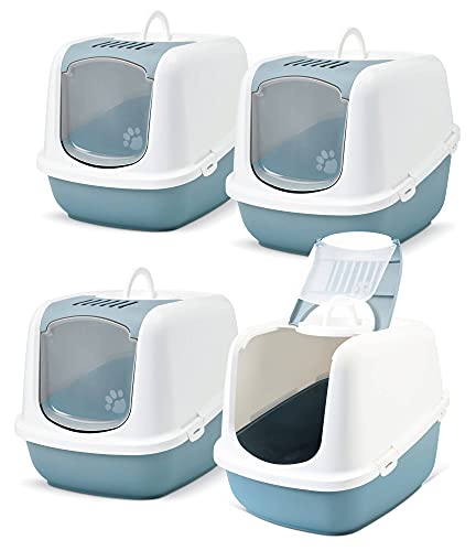 4er Sparpack XXL Katzentoilette Nestor Jumbo Weiss-blau von PETGARD