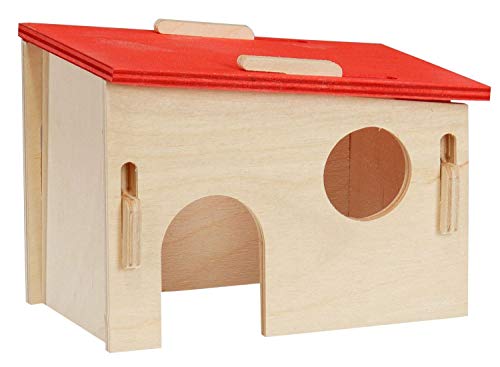 PETGARD Nagerhaus Kleintierhaus Schlafhaus Hamsterhaus Lucky - Maus - Flachdach, Rundbogen-Eingang, ohne Boden - Rot - L 16 x B 11 x H 10 cm von PETGARD