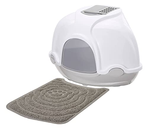 Sparpack Katzentoilette Katzenklo Ecktoilette mit Haube inkl. Vorlegematte von PETGARD