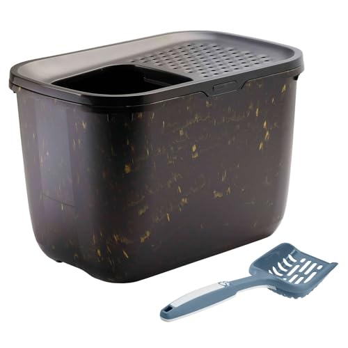 Sparpack Katzentoilette HOP IN Schwarz-Marmor-Gold + XXL Streuschaufel von PETGARD