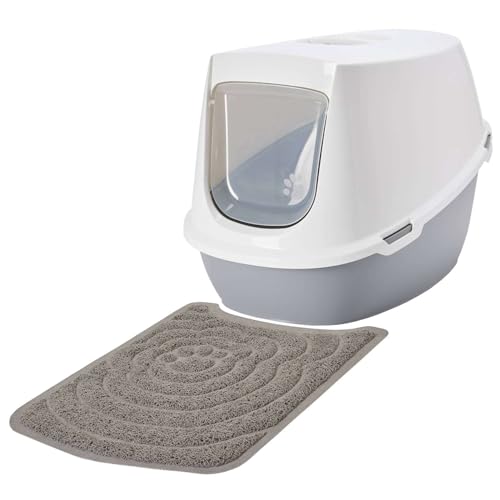 Sparpack XXL Katzentoilette Katzenklo Robin Jumbo weiss-grau mit Katzenstreumatte von PETGARD