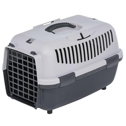 Transportbox Hundebox Katzenbox hellgrau-dunkelgrau 48 x 31 x 30 cm von PETGARD