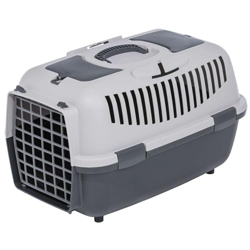 Transportbox Hundebox Katzenbox hellgrau-dunkelgrau 54,5 x 34 x 34 cm von PETGARD