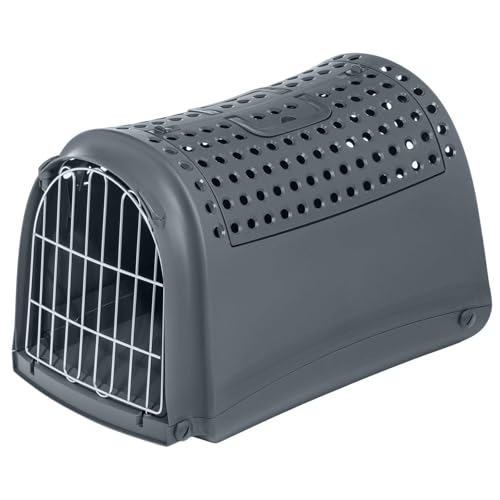 Transportbox Reisekorb für Hunde, Katzen und Kleintiere aus Kunststoff 52,5 x 32 x 34,5 cm Schwarz von PETGARD