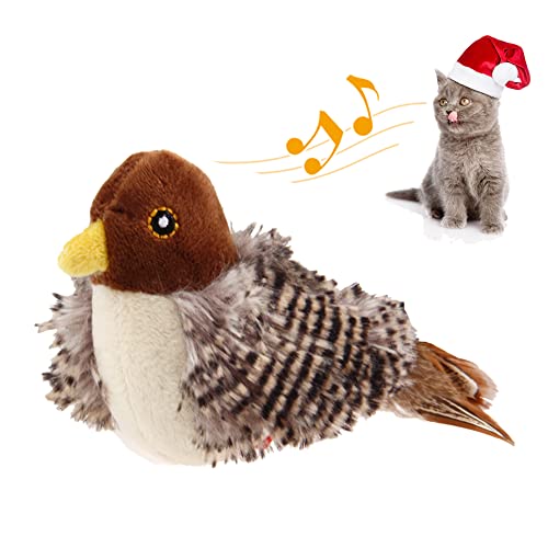 PETGEEK GiGwi Interaktives Katzenfederspielzeug, Melodie Chaser Chirpy Bird Cat Toy Plüschtiere für Katzen, Quietschendes Katzenspielzeug für Indoor Katzen von PETGEEK