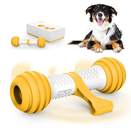 PETGEEK Interaktives Hundespielzeug, Knochenspielzeug, automatisches Hundejagd, elektronisches Hundespielzeug für mittelgroße und große Hunde, Langeweile, wiederaufladbar, PC und TPU, Gelb von PETGEEK
