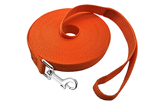 PETGOGO Hundeleine, 4,5 m, 6,1 m, 9,1 m, 12,2 m, 15,2 m, 15,2 m lange Hundeleine für kleine und mittelgroße Hunde, Camping, Training, Spielen oder Hinterhof, Orange, 2,5 cm x 12,2 m von PETGOGO