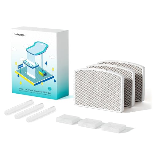 PETGUGU Katzenbrunnen Filter, 8-Stufiges Filtersystem, Ersatz-Filter für Katzenbrunnen PF1 und PF1L, Aktivkohle Trinkbrunnen Filter für Sauberes Wasser und Gesunde Haustiere von PETGUGU