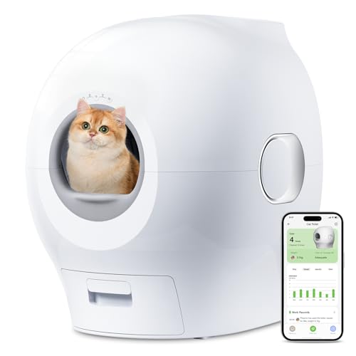 PETGUGU Katzenklo Automatisch – Selbstreinigende Katzentoilette mit intelligentem Spülsystem, 80L großes Katzenklo, automatische Katzenstreu-Nachfüllung, Geruchskontrolle, App-Steuerung, UV-Reinigung von PETGUGU