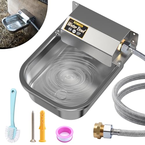 Automatischer Wasserspender für Hunde, 304 Edelstahl, wandmontierter Hundenapf, passend für 1,9 cm (3/4 Zoll) GHT-Wasserhahn, Outdoor-Wassernapf mit Kupferrohr, geeignet für Hühner, Nutztiere von PETHIND