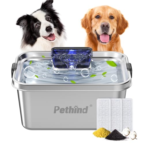 PETHIND Hund Wasserbrunnen Edelstahl Haustier Brunnen für Große Hunde von PETHIND