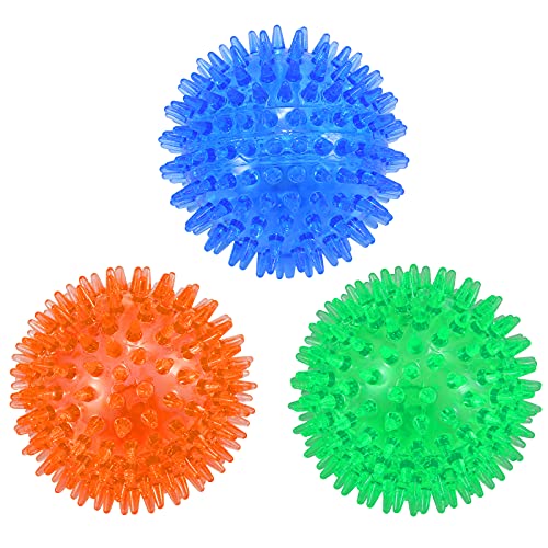 petizer Quietschendes Hundespielzeug, Kauspielzeug für Hunde, Stachelball, Wurfspielzeug für Welpen, Gummi, TPR, Kauspielzeug für Langeweile, Zahnreinigung für kleine und mittelgroße Hunde, 3 Stück von petizer