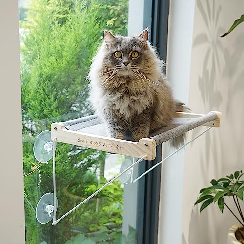 PETKARAY Katzen-Fensterstange, Original Katzenhängematte für Fenster, Faltbares Katzenbett für Fensterbank, Innenfensterregal Hängemattensitz mit extra Saugnäpfen von PETKARAY