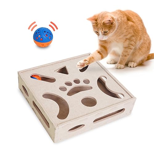 PETKARAY Katzen-Puzzle-Spielzeug, interaktives Katzenspielzeug für Indoor-Katzen, Kittern-Ball-Spielzeug mit weichem Filz-Labyrinth-Spiel-Puzzle-Box von PETKARAY