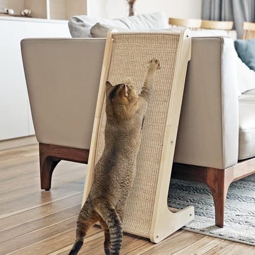 PETKARAY Katzenkratzer, Sisal Katzenkratzrampe, L Form Katzenkratzpad für Indoor Katzen, Wand Möbel Protector mit Katzenminze von PETKARAY