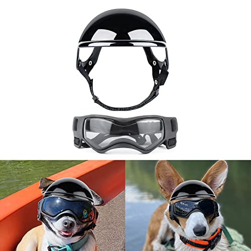 Helm und Schutzbrille für kleine Rassen, UV-Schutz mit Ohrlöchern, 2 Stück von PETLESO