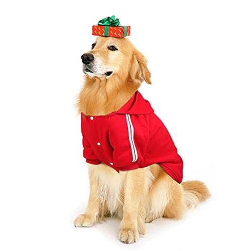 PETLESO Hunde-Sweatshirt für große Hunde, warm, mit Kapuze, für kaltes Wetter, für mittelgroße und große Hunde, Rot, Größe 4XL von PETLESO