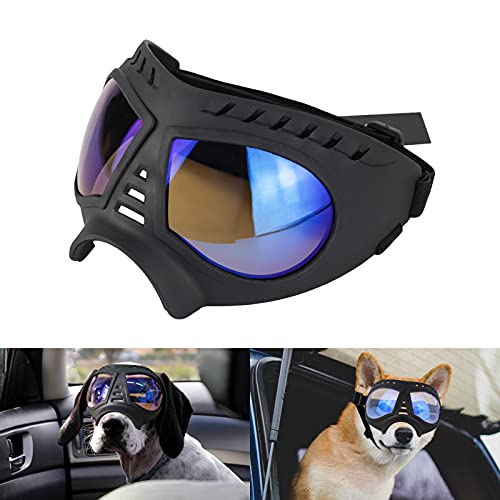 PETLESO Hundebrille Sonnenbrille für Große Hunde Anti-UV Sonnenbrille Winddicht Schneedichte Weiche Brillenfassung für Hunde mit Augen Schützen Blau von PETLESO