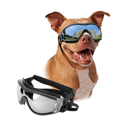 PETLESO Hundebrille für große Rassen, große Hunde, Augenschutz für Hunde, winddicht, für mittelgroße und große Hunde, Reiten, Radfahren, Fahren, Schwarz von PETLESO