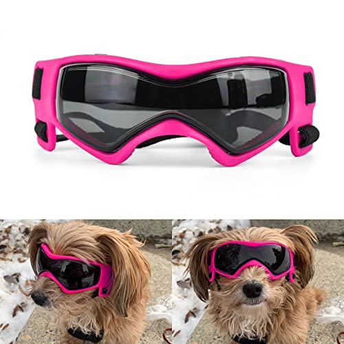 PETLESO Hundebrille für kleine Rassen, UV-Schutz, winddicht, Augenschutz, Haustier-Sonnenbrille mit verstellbaren Riemen, zum Autofahren/Outdoor-Aktivitäten, Rosa von PETLESO