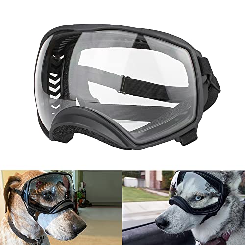 PETLESO Hundebrille für mittelgroße und große Rassen, UV-Schutz, Sonnenbrille mit verstellbaren Riemen, zum Autofahren, Wandern von PETLESO