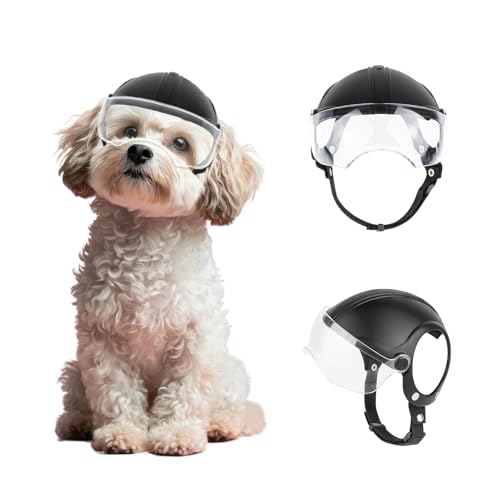 PETLESO Hundehelm mit Hundebrille Langlebiger Hund Motorradhelm UV-Schutz Klar Hundesonnenbrille für kleine Hunde, Welpe von PETLESO