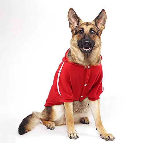 PETLESO Hundepullover Hundemantel Fleece Hunde Pullover für Große Hunde Warm Hundepulli Leicht an- und Auszuziehen Hunde Hoodie, Rot-4XL von PETLESO