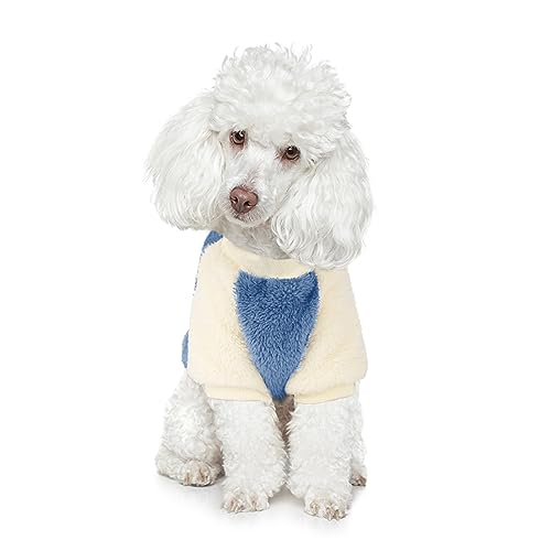 PETLESO Hundewinterkleidung mit Niedlichen Taschen Hundewärme Pullover Hundekleidung für Kleine und Mittelgroße Hunde - Blau von PETLESO