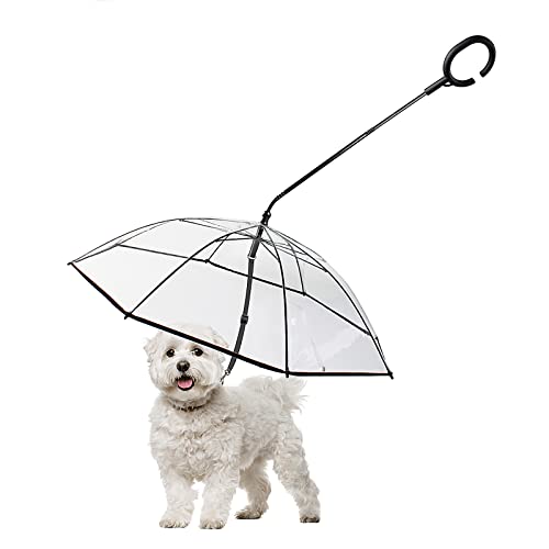 Petleso Regenschirm für kleine Hunde, Haustier-Regenschirm für Hunde an regnerischen Tagen mit Verstellbarer Leine von PETLESO