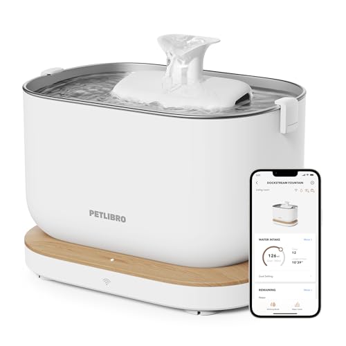 PETLIBRO App-Überwachung Trinkbrunnen für Katze, 2,5L/84oz Dockstream Automatischer Katzenbrunnen für Katzen, Intelligentes Steuerungssystem, 2,4GHz Wi-Fi-Verbindung, Ultraleise von PETLIBRO