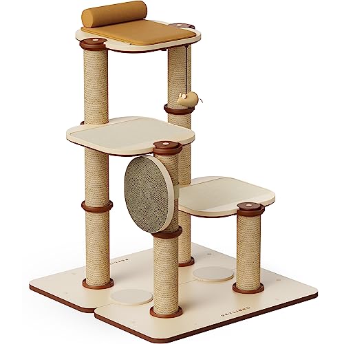 PETLIBRO Infinity Modularer Kratzbaum, Katzenbaum DIY Vielen Formen, Schneller Aufbau 2 Sekunden, Mehrschichtig, mit 9 Sisal Kratzstamm, 3 Plattformen, 1 Kratzbrett, Katzenbett, Katzenspielzeug -Villa von PETLIBRO