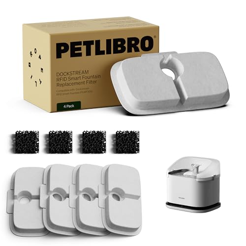 PETLIBRO Katzenbrunnen Filter 4er Pack für Dockstream RFID Trinkbrunnen für Katze PLWF305, 2-Monats-Set Ersatzfilter für Katzentrinkbrunnen von PETLIBRO