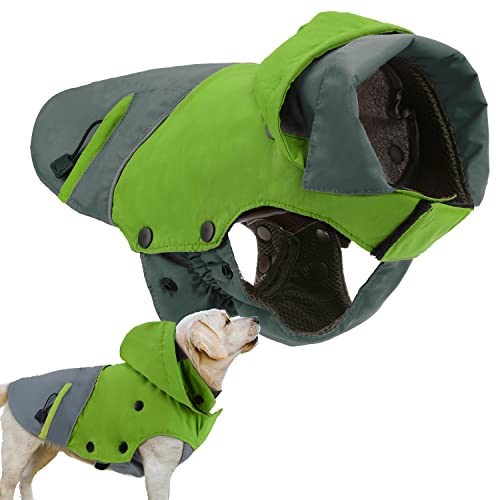 PETLOFT Hundewinterjacke, Reflektierende wasserdichte Hundewinterjacke Winddicht Warme Fleecejacke für Draußen Hundewinterjacke mit Herausnehmbarem Fleecefutter (M, Grün) von PETLOFT