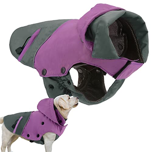 PETLOFT Hundewinterjacke, Reflektierende Hundewinterjacke Winddicht Warme Fleecejacke für Draußen Hundewinterjacke mit Herausnehmbarem Fleecefutter (S, Violett) von PETLOFT