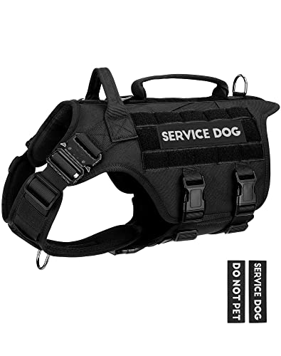Taktisches Hundegeschirr – PETNANNY Hundegeschirr, Service-Hundeweste für große Hunderassen, Klettverschluss für Service-Hundeflicken, Arbeitshunde, Training (schwarz, L) von PETNANNY