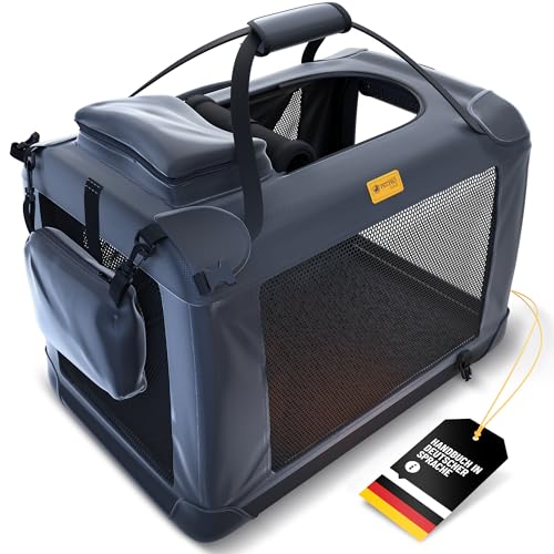 PetProved Hundetragetasche, Hundetragetasche, Katzentragetasche, extra große Haustier-Tragetasche für mittelgroße Hunde für Auto (Schwarz 81 x 58 x 58 cm) von PETPROVED