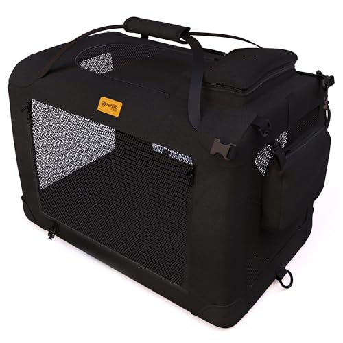 PetProved Hundebox Auto Hundetransportbox Transportbox Hund Hundebox Faltbar für Zuhause Faltbare Hundebox Hundetransportbox Auto Rückbank Transportbox Kleine Hunde Katze, M bis 11kg 60 x 42 x 42 cm von PETPROVED