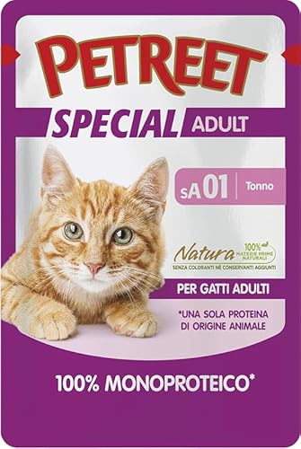 PETREET Monoprotein Thunfisch - für ausgewachsene Katzen - Packung mit 24 Beuteln x 70 g von PETREET