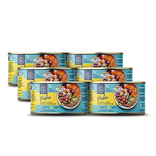 Pets Deli Nassfutter für Hunde mit Huhn, Karotte, Quinoa, Zucchini und Nachtkerzenöl ohne Zucker und Gluten 6 x 200g von Pets Deli