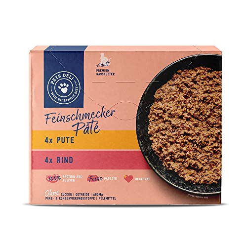 Pets Deli Feinschmecker Pâté Multipack Pute & Rind für Katzen ohne Gluten und Zucker 8x85 g von Pets Deli