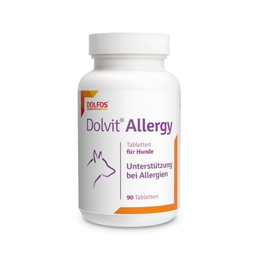 Dolvit Allergy Fellpflege Hund 90 Tabletten, Natürliches Nahrungsergänzungsmittel Hund für gegen Allergien und Dermatitis, Allergie Tabletten für Hunde gegen Juckreiz von DOLFOS PETS