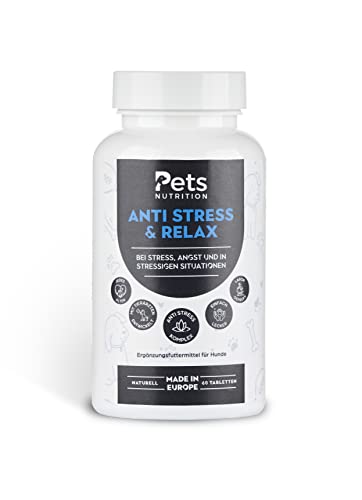 PETS NUTRITION - Anti Stress & Relax Beruhigungsmittel für Hunde 60 Tabletten - Ergänzungsfuttermittel mit Baldrian Extrakt zur Beruhigung von Hunden - Gegen Stresssituationen, Angst & Nervosität von PETS NUTRITION