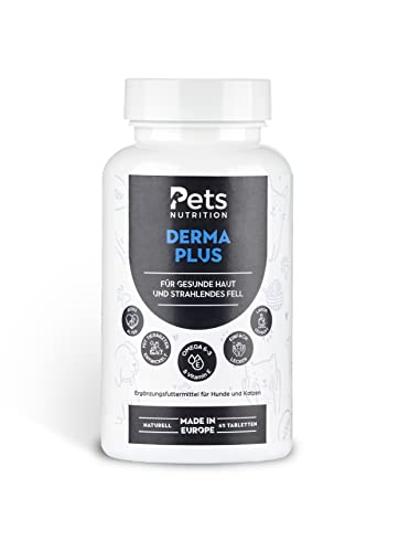 Pets Nutrition - Derma Plus 60 Kautabletten für Hunde & Katzen - Ergänzungsfuttermittel zur Unterstützung von Haut & Fellkleid für jung & alt - Stärkung der Fellpflege mit Omega 3-6 & Vitaminen von PETS NUTRITION