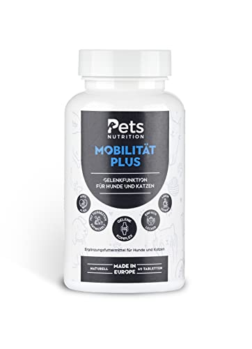 Pets Nutrition - Mobilität Plus Gelenktabletten für Hunde & Katzen 60 Tabletten - Ergänzungsfuttermittel mit Glucosaminsulfat & Aminosäuren für jung und alt - Unterstützt die Gelenkfunktionen von PETS NUTRITION