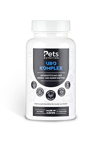 Pets Nutrition - URO Komplex Futterergänzungsmittel zur Unterstützung der Nieren- & Harnfunktion bei Hunden & Katzen 60 Tabletten - Ergänzungsfuttermittel zur Vorbeugung von Niereninsuffizienz von PETS NUTRITION