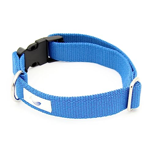 PETS4TheOceans Hundehalsband Flachband recycelt aus 100% recyceltem Nylon (Fischernetze, Teppichreste, Industriemüll) (M/L, Oceanblue) von PETS4TheOceans