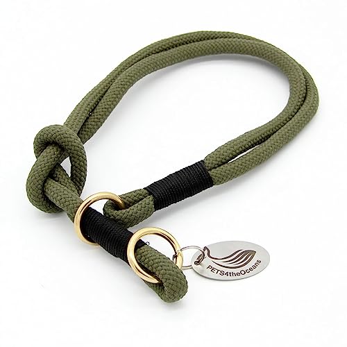 PETS4TheOceans Hundehalsband Kordel recycelt aus 100% recyceltem Nylon (Fischernetze, Teppichreste, Industriemüll) (M/L, turtlegreen) von PETS4TheOceans