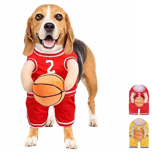 Dog Basketball Costume with Ball, Basketball Dog Costume, Dog Basketball Halloween Costume, Dog Halloween Costume Basketball Player (Red, L) von PETSBURG