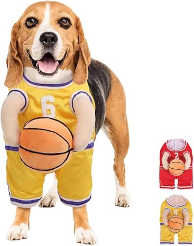 Dog Basketball Costume with Ball, Basketball Dog Costume, Dog Basketball Halloween Costume, Dog Halloween Costume Basketball Player (Yellow, L) von PETSBURG