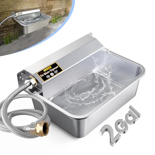 PETSOLON Automatischer Hunde-Wasserspender, 2 Gallonen 304 Edelstahl, großer Wassernapfspender für drinnen und draußen, Haustier- und Nutztier-Wasserspender, automatische Füllung, passend für GHT 1,9 von PETSOLON